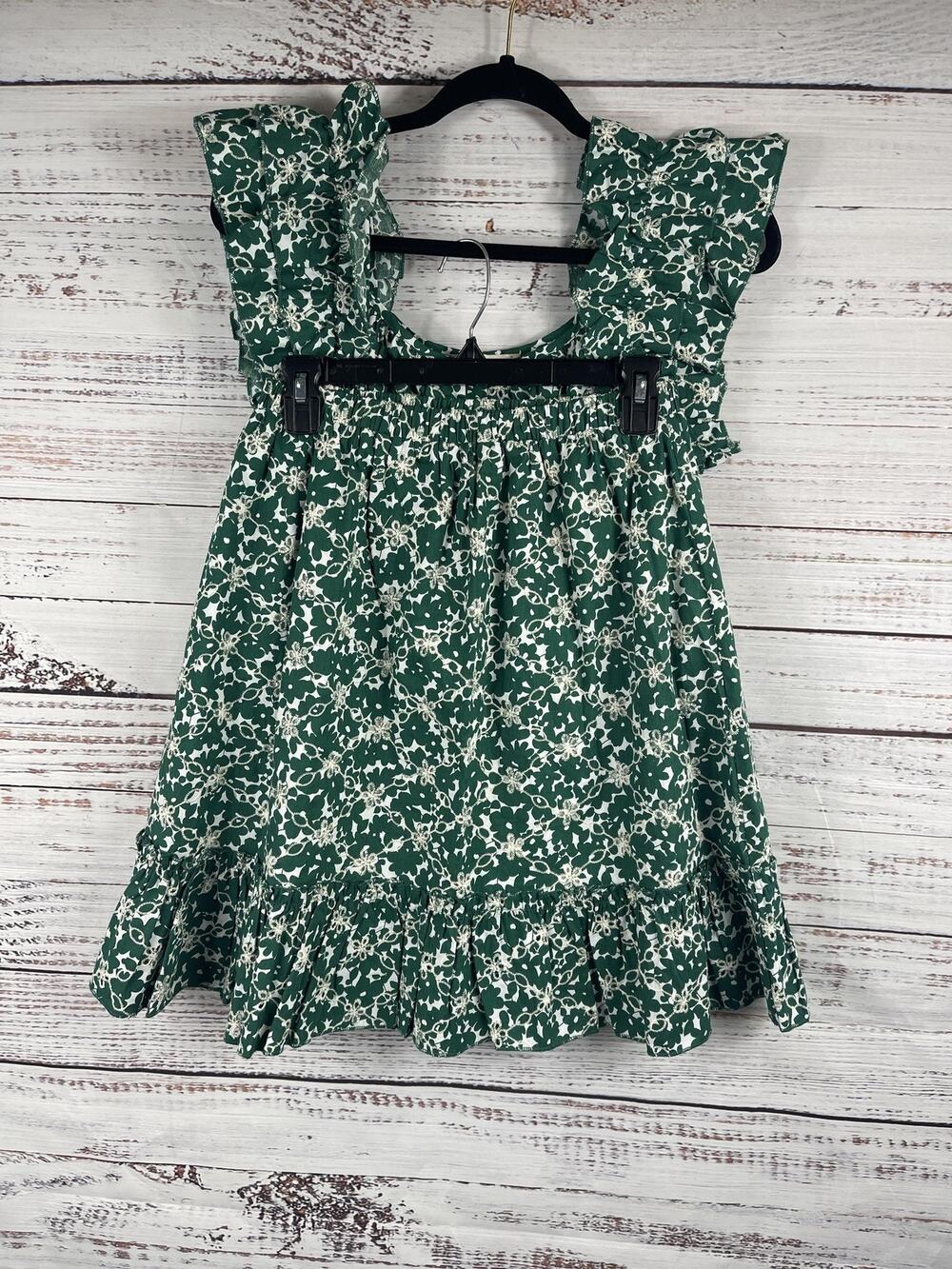 Luna Moon Top Skirt Set Women's Size M Green Floral Ruffle A Line Lined Summer